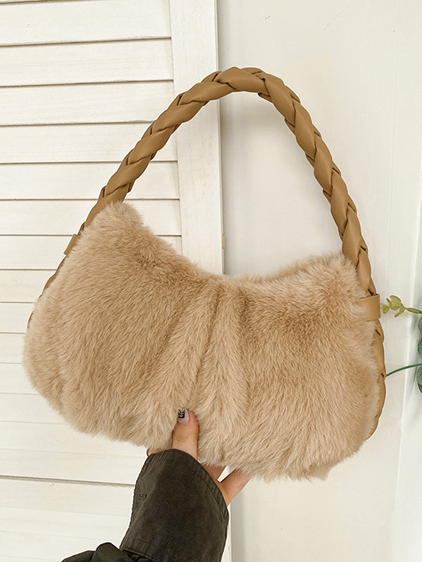Pleated Split-Joint Woven Bags Handbags