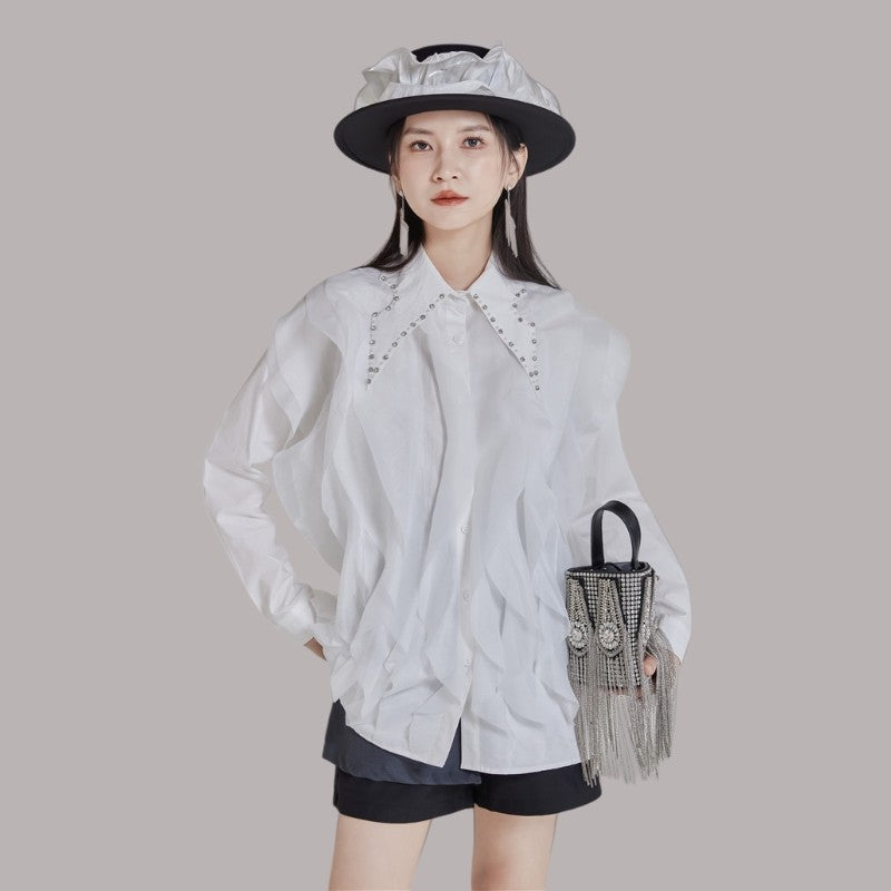 Rhinestone Collar Shirt