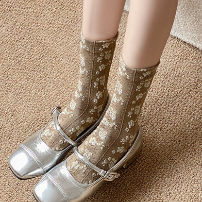 Rufia - Women's Floral Print Mid-Calf Socks - Vintage &amp; Classic