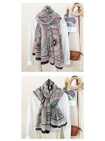 Scarvii - Geometric Print Scarf Shawl for Women