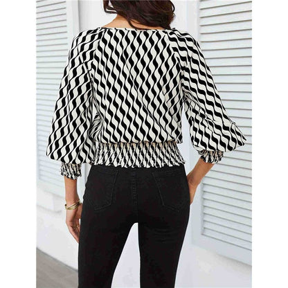 Women's Short Sleeve Color Block Print T-Shirt