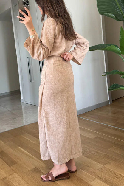 Casual Lapel Shirt \u0026 Lace-Up Two-Piece Overskirt Set