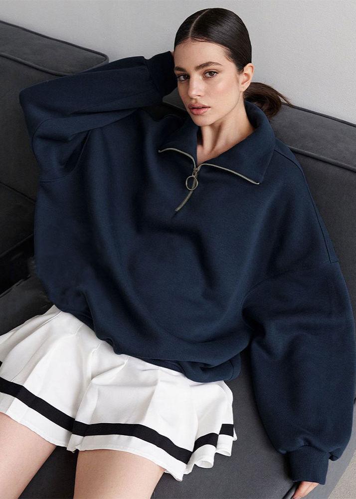 Zip Up Sweater Soft Fabric Casual Style