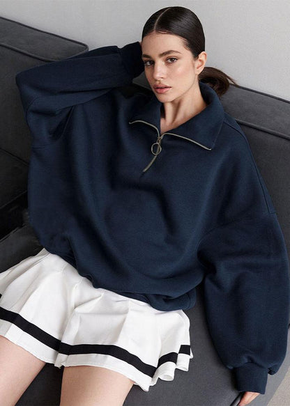 Zip Up Sweater Soft Fabric Casual Style