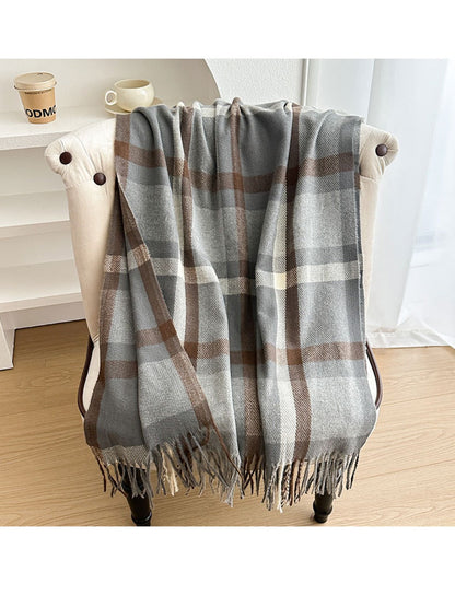 Scarvii - Colorblock Plaid Winter Scarf for Women