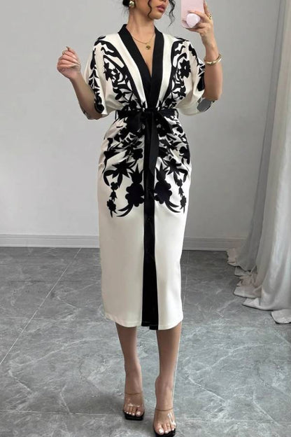 Printed split cuff cardigan