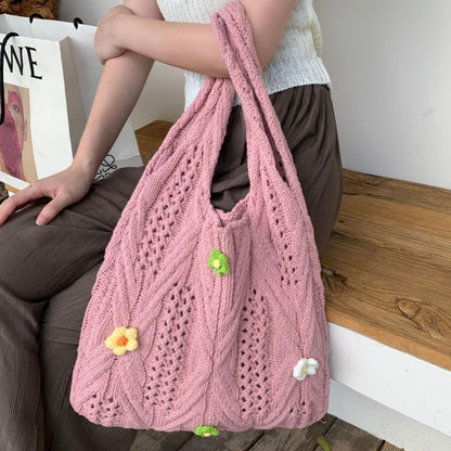 Crochet Tote Bag Simple Wool Knitted Bag