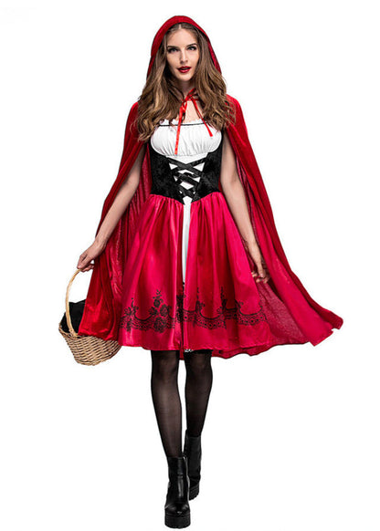 Red Riding Hood Costume Dress With Satin Cape