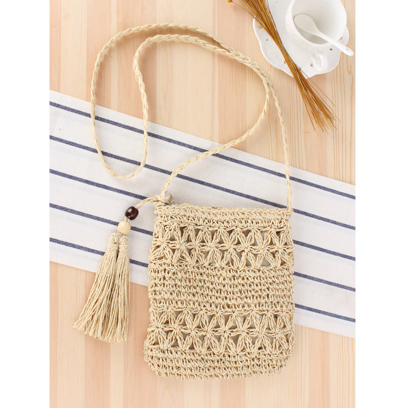 Crochet Market Bag Hollowed Fringe Crossbody Bag