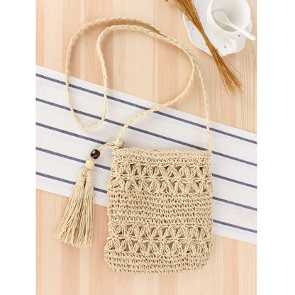 Crochet Market Bag Hollowed Fringe Crossbody Bag