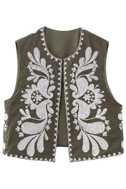 Sleeveless Embroidered Jacket