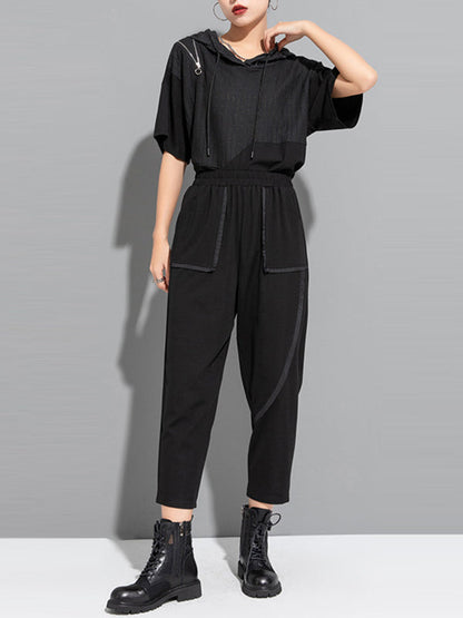 Harem Pants Ninth Pants Solid Color Split-Joint Casual Pants Bottoms Ninth Pants