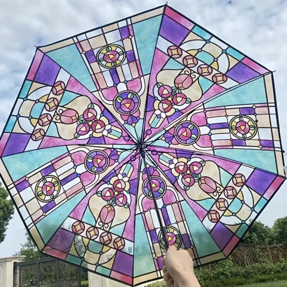 Rano - Stained Glass Pattern Transparent Umbrella