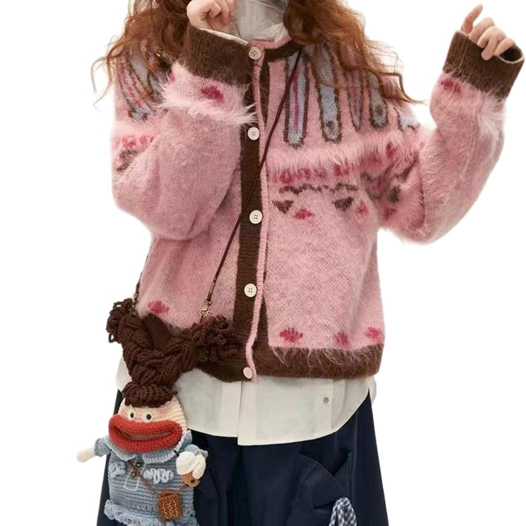 Vintage Jacquard Knit Cardigan