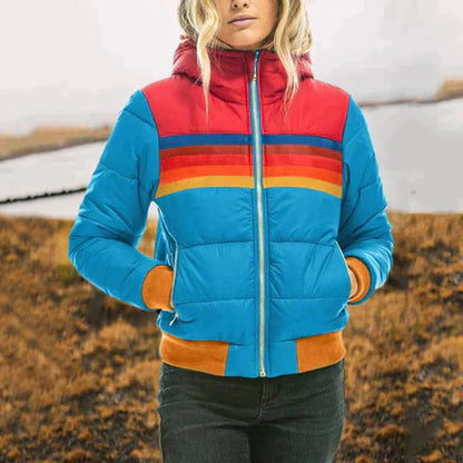 Winter Casual Stitching Hooded Long Sleeve Coat