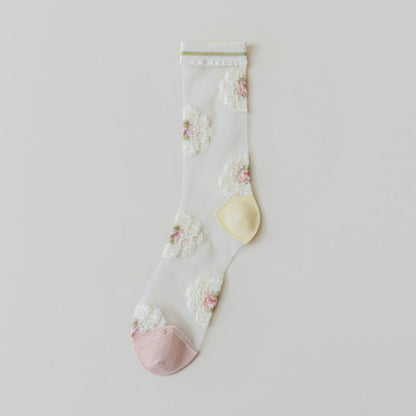 Rufia - Vintage Floral Pattern Mid-Calf Socks