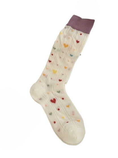 Rufia - Cute Breathable Mid-calf Socks with Polka Dot