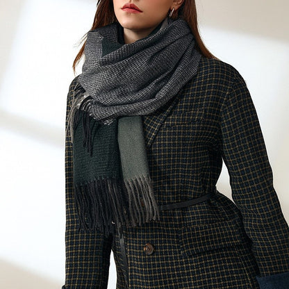 Warm Imitated Cashmere Tassled Shawl Scarf