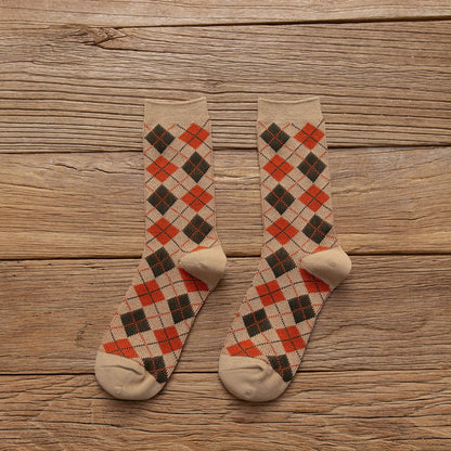 Rufia - Argyle Pattern Mid-Calf Socks