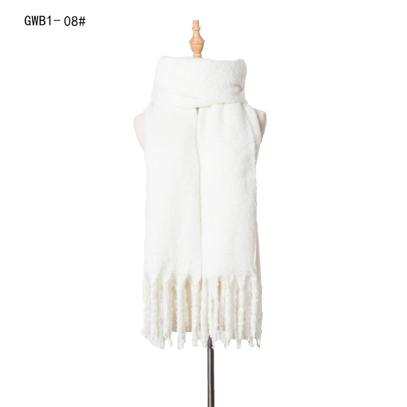 Winter Tassel Thickened Solid Color Scarf Shawl