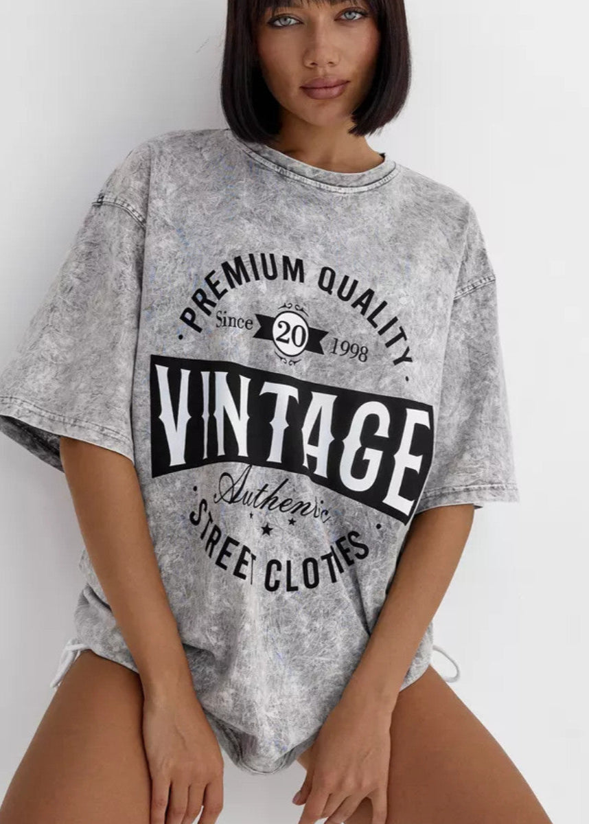 Oversized Cotton Tee With Washed Texture