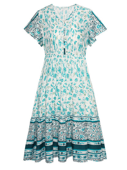 Spring And Summer Women'S Holiday Printed Skirt Bohemian Dress