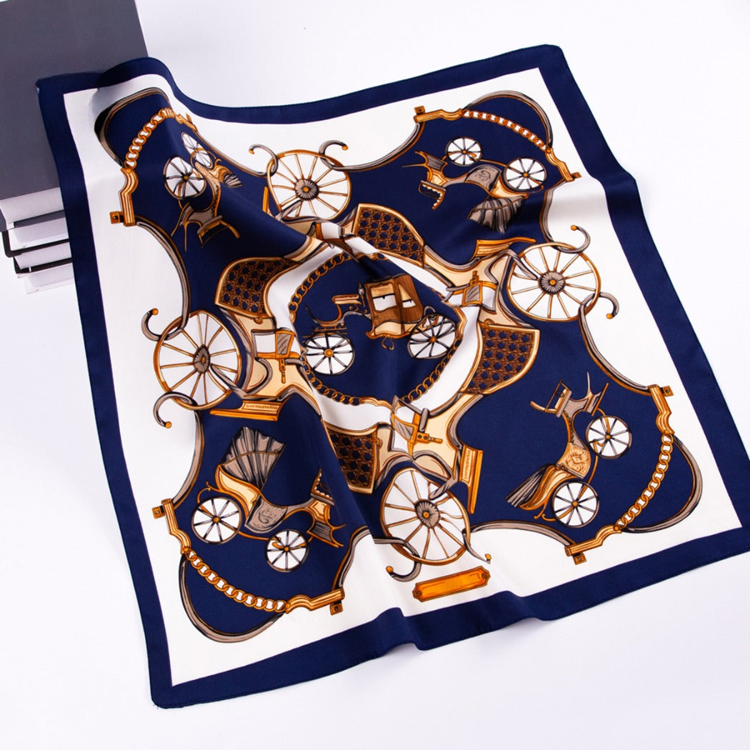 Scarvii - Pumpkin Carriage Print Square Scarf - Vintage &amp; Playful