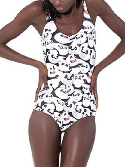 Starry Sky Digital Print Panda Pattern One-Piece Swimsuit