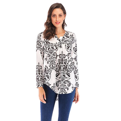 Spring And Summer New Button Collar Pleated Short Sleeve T Shirt