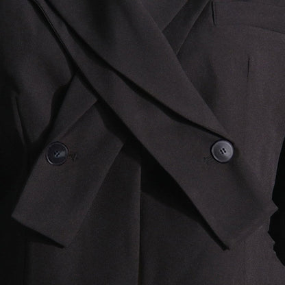 Solid Color Long Sleeve Lapel Irregular Collar Blazer Outerwear