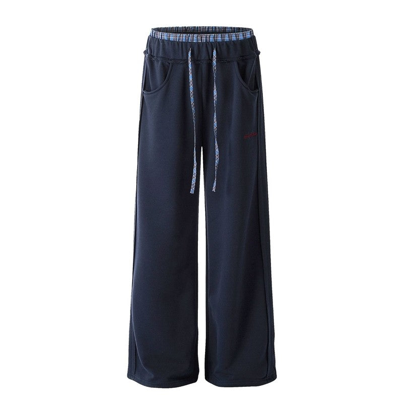 Wide Leg Slimming Sport Sweatpants Contrast Color