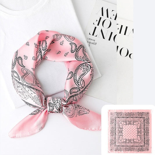Vintage Double-Sided Printed Square Silk Imitation Scarf