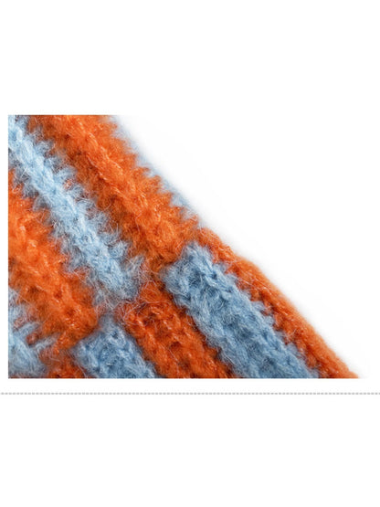 Haila - Color-block Striped Cuffed Knitted Beanie - Warm &amp; Stylish