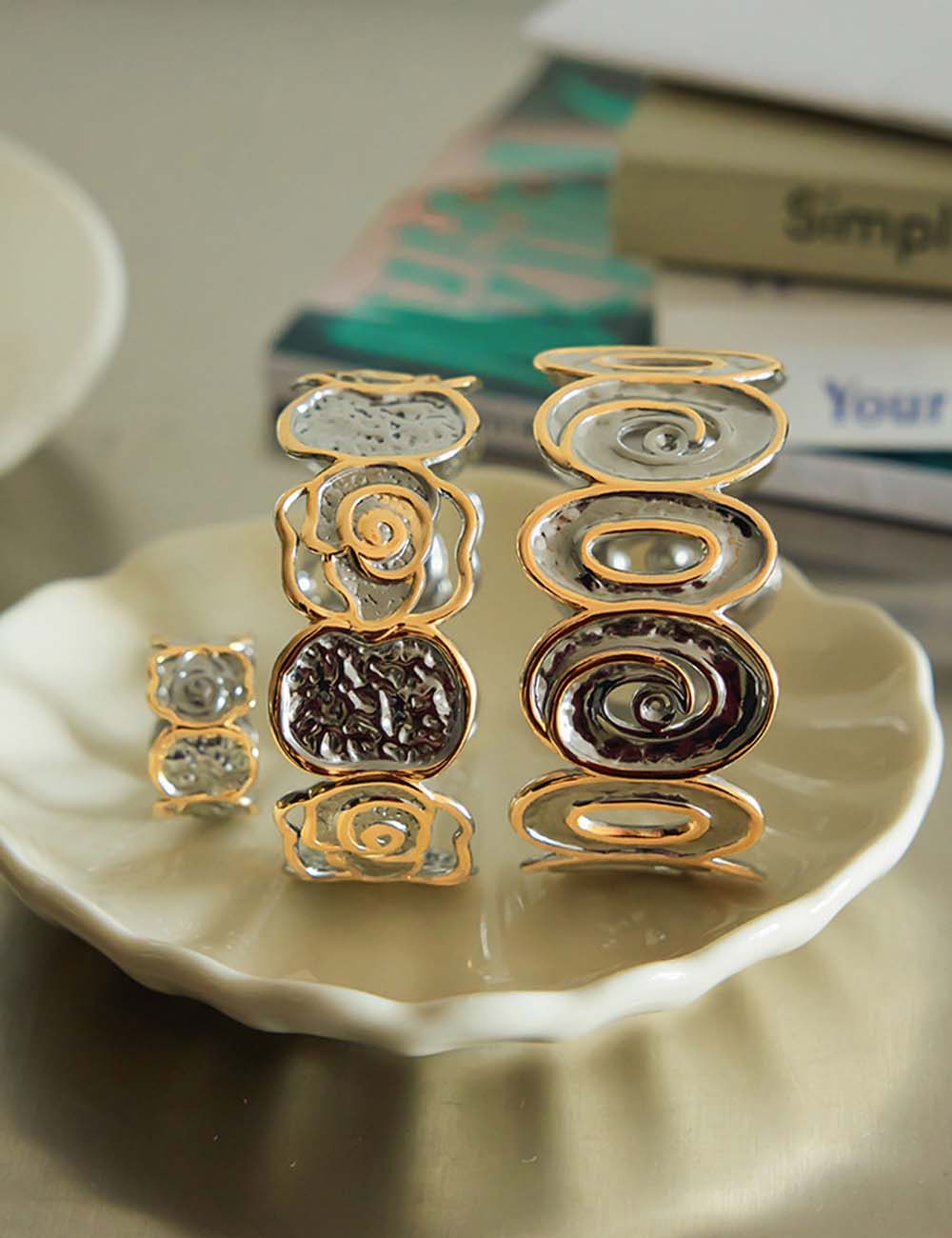 Vintage Chunky Hollow Open Cuff Bracelet