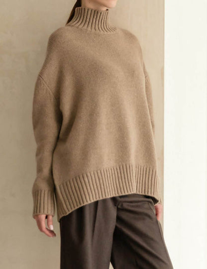Fall Mock Neck Ribbed Knit Oversized Sweater