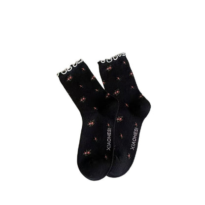 Rufia - Cute Basic Frilly Mid-calf Socks