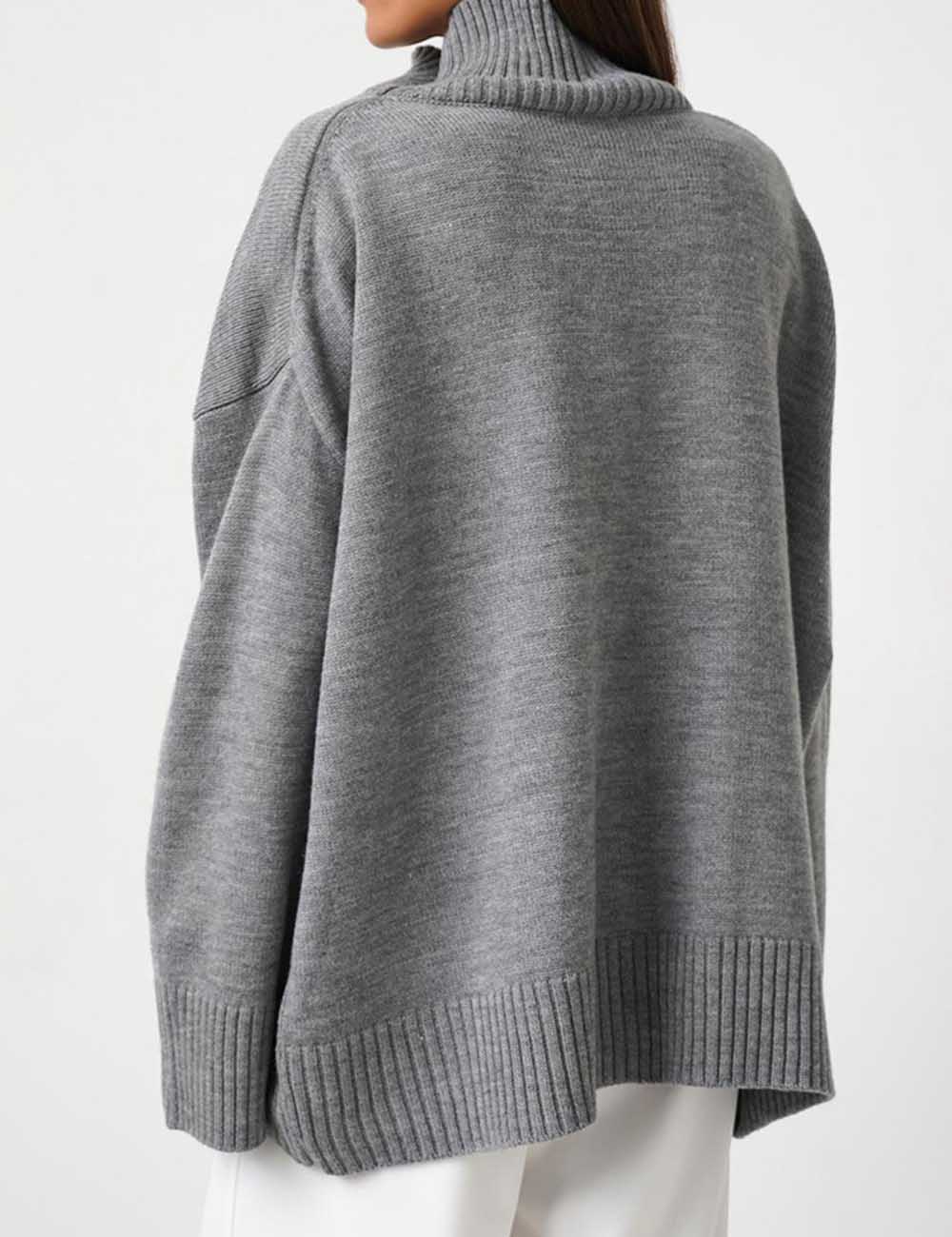 Winter High Neck Solid Color Knit Sweater