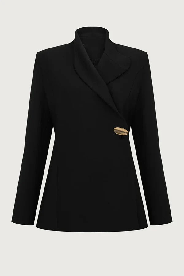 Exquisite and Fashionable Stand Lapel Neck Metal Button Long Sleeve Blazer