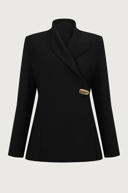 Exquisite and Fashionable Stand Lapel Neck Metal Button Long Sleeve Blazer