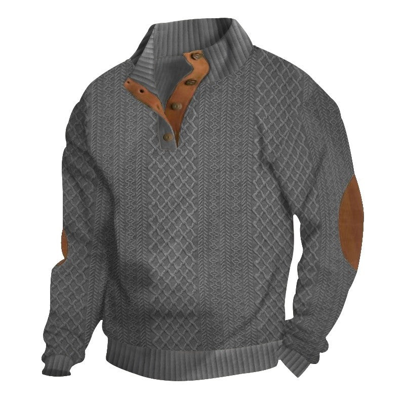 Stand Collar Long Sleeve Jacquard Knit Sweater
