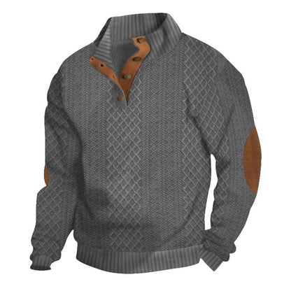 Stand Collar Long Sleeve Jacquard Knit Sweater