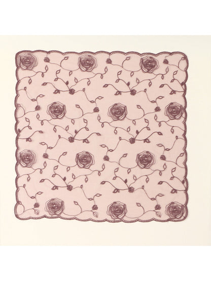Haila - Rose Embroidery Polyester Square Scarf Shawl