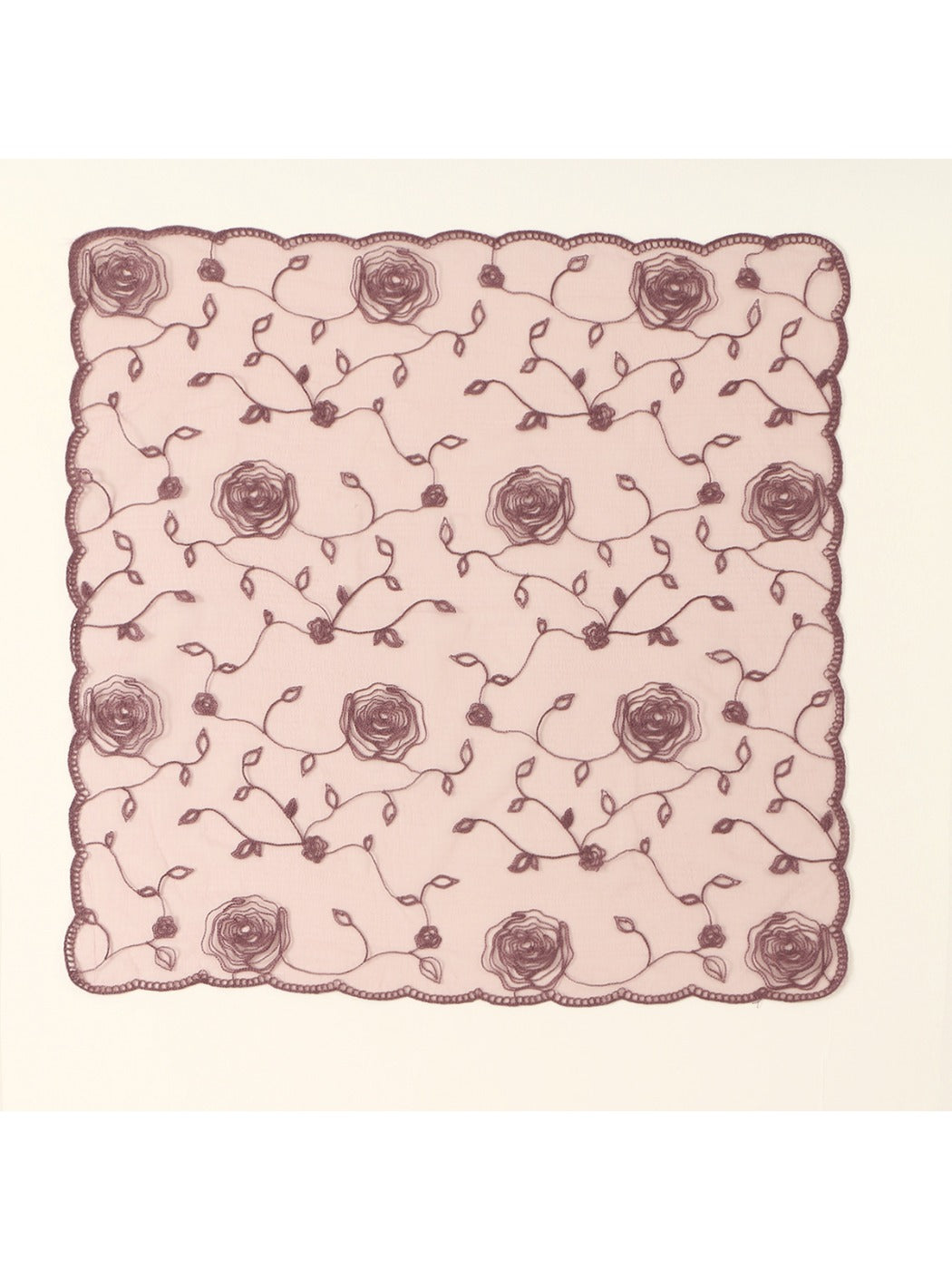 Haila - Rose Embroidery Polyester Square Scarf Shawl