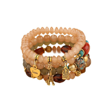 Bauai - 4-in-1 Stylish Charm Stackable Bracelet Set With Pendants