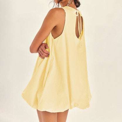 Sleeveless Hollow Lace Up Skirt