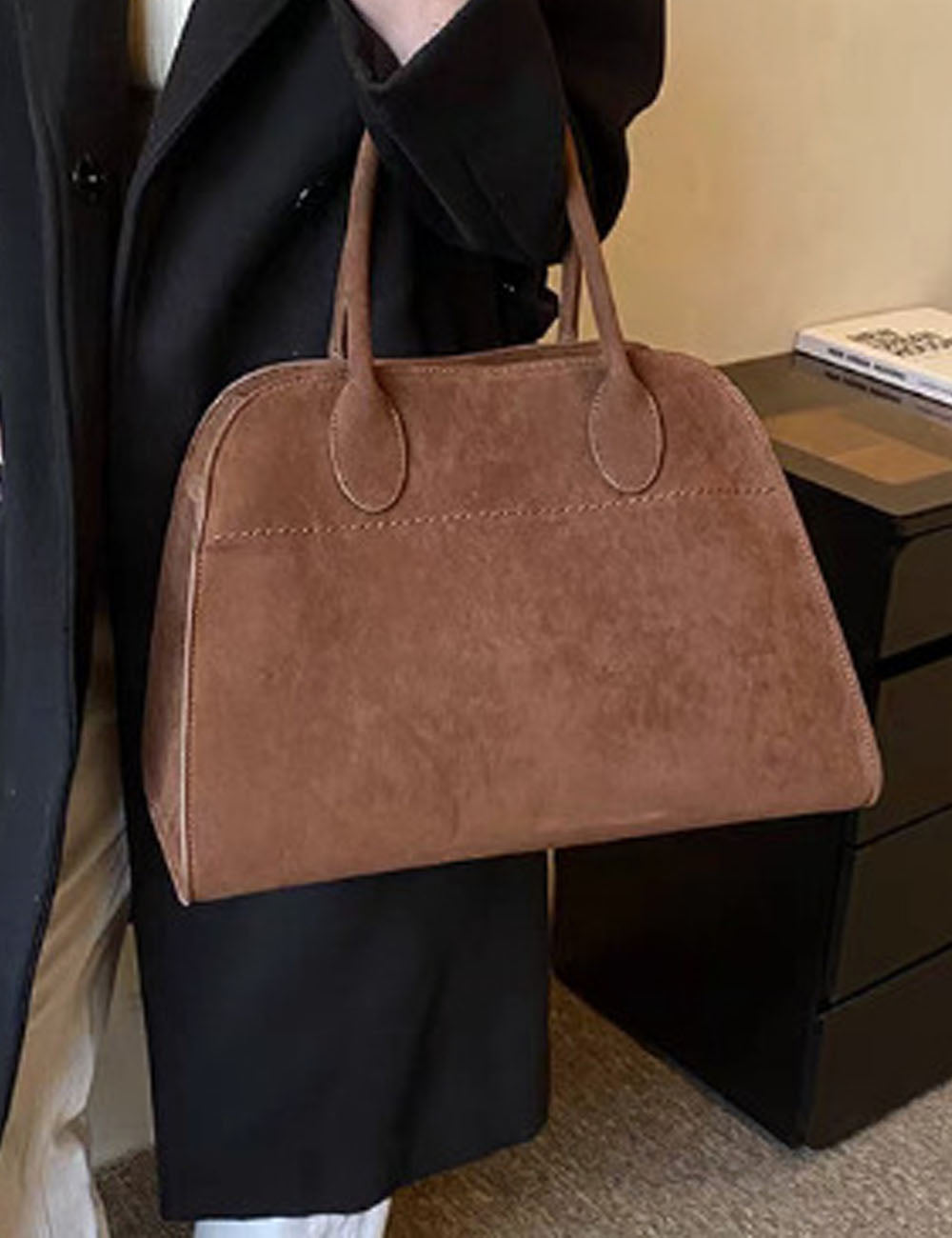Vintage Suede Tote Large Capacity Satchel Bag