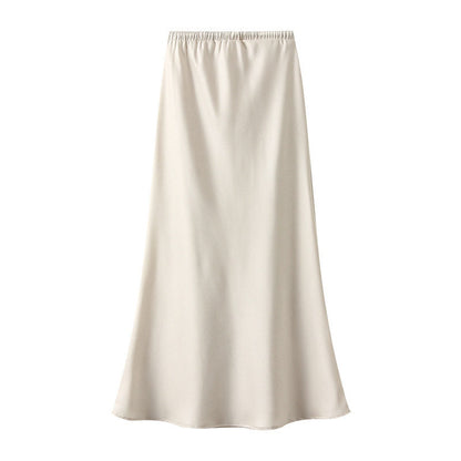 Elastic Waist Drawstring Mermaid Satin Skirt