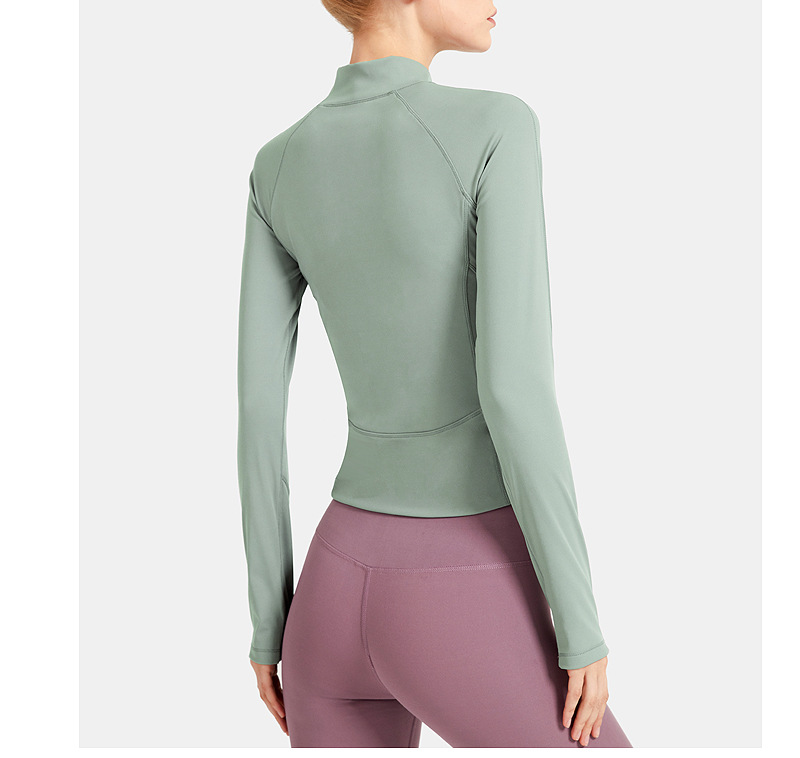 Fitness Yoga Wear Women'S Stand-Up Collar Zipper Slim Long Sleeve Outdoor Running Breathable Quick-Drying Sports Yoga Top