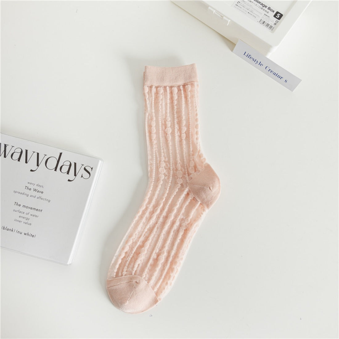 Rufia - Polka Dot &amp; Striped Sheer Crew Socks