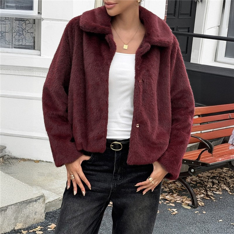 Solid Color Long Sleeve Sweater Coat